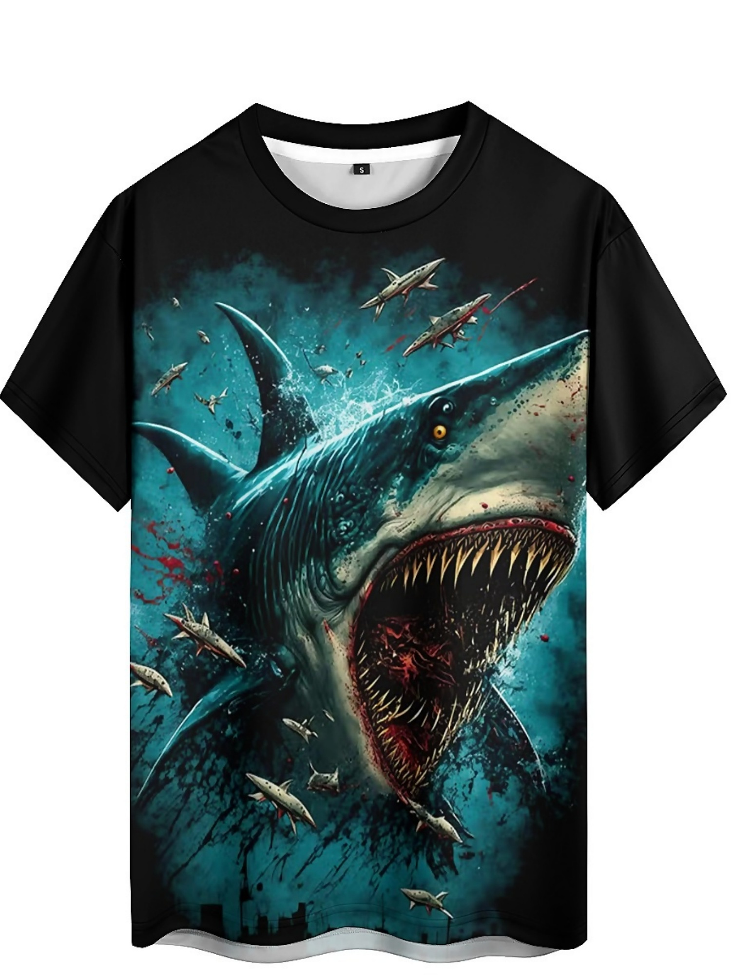 Men's 3D Shark Print T-Shirt - - 3D Printing Designing บทวิจารณ์และราคา