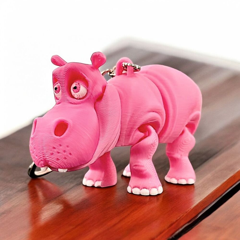 PLA Pink Hippopotamus Keychain - 3D Printing Joint บทวิจารณ์และราคา